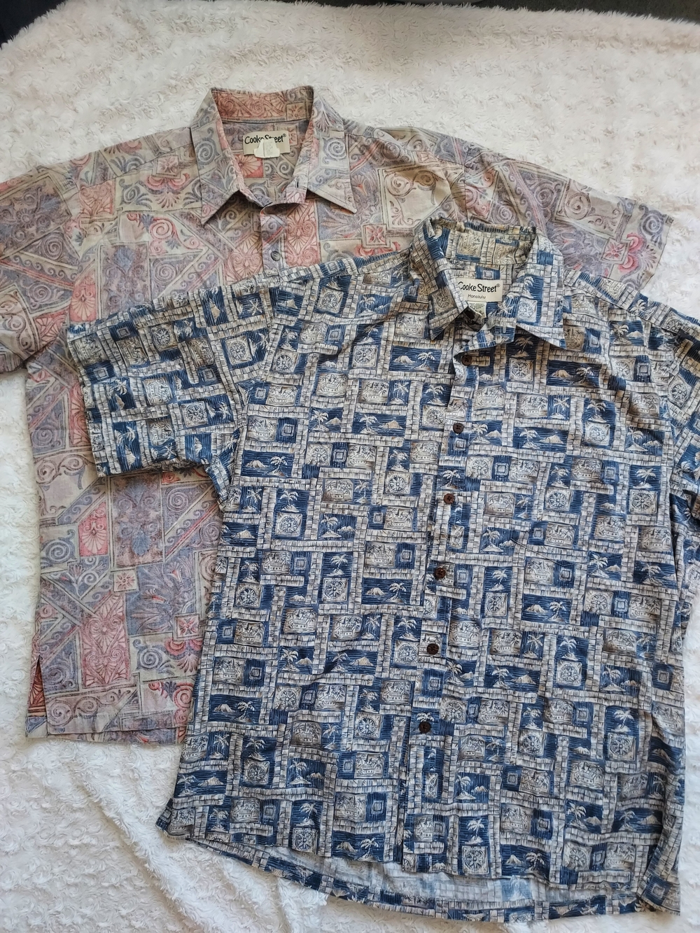 Cooke Street Hawaiian Aloha Button Down Shirts (2) Tropical Vacation Beach Large